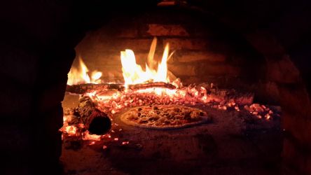 Wood oven fire pizza